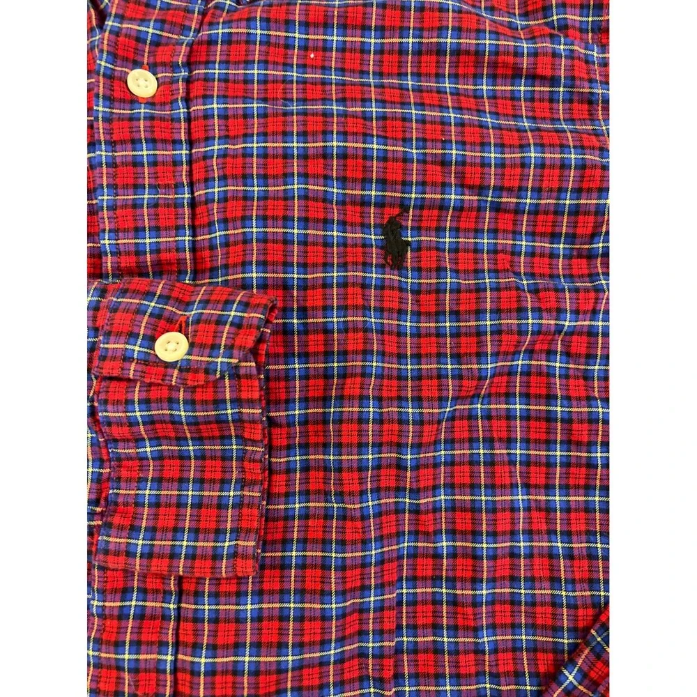 Polo Ralph‎ Lauren Mens Small Plaid Button Down Shirt Red Blue White Long Sleeve